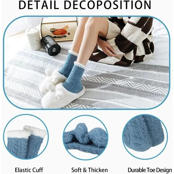 ⭐ 7-Pair Women’s Fuzzy Socks Cozy Fluffy Warm Christmas Gift Set